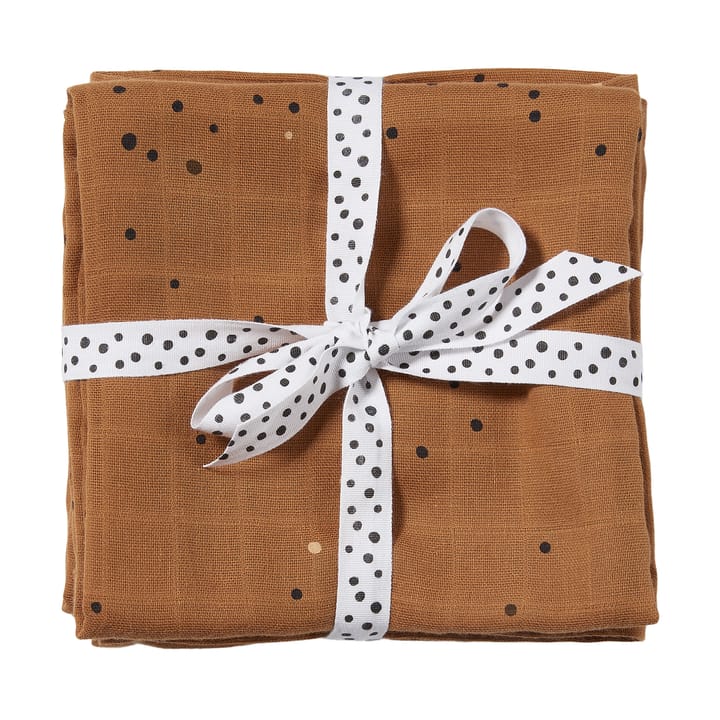 Dreamy Dots bebisfilt 120x120 cm 2-pack - Mustard - Done by deer