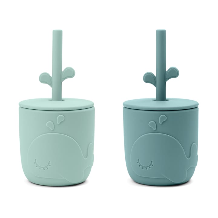 Wally mugg med peekaboo sugrör 2-pack - Blue - Done by deer