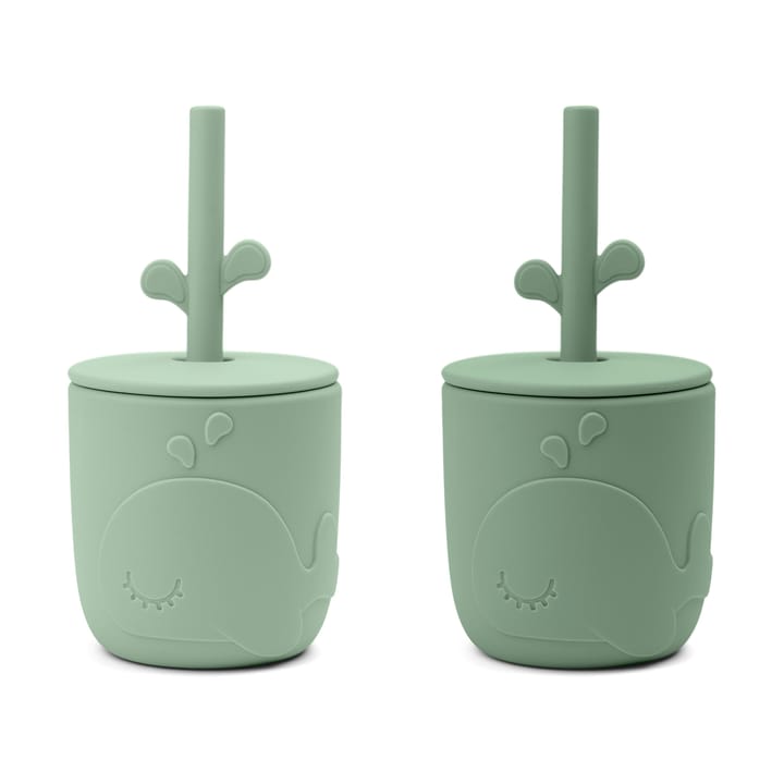 Wally mugg med peekaboo sugrör 2-pack - Green - Done by deer