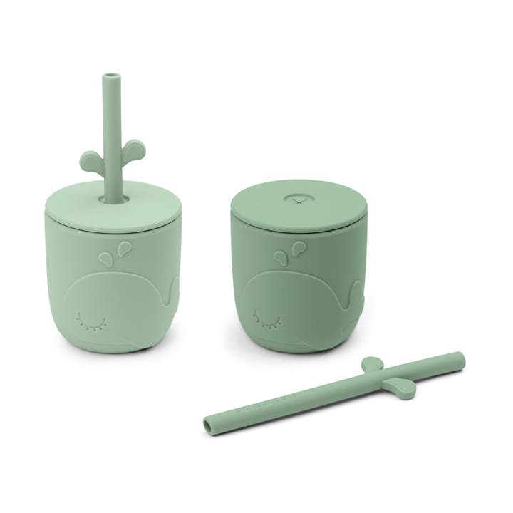 Wally mugg med peekaboo sugrör 2-pack - Green - Done by deer