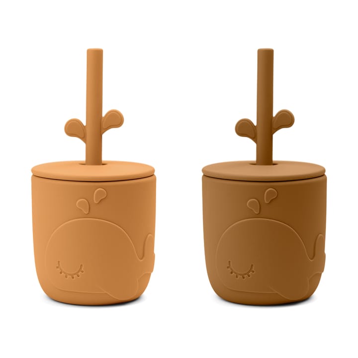 Wally mugg med peekaboo sugrör 2-pack - Mustard - Done by deer