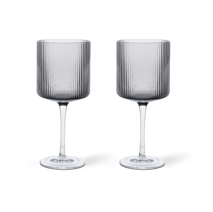 Ripple rödvinsglas 32,5 cl 2-pack - Smoked grey - ferm LIVING