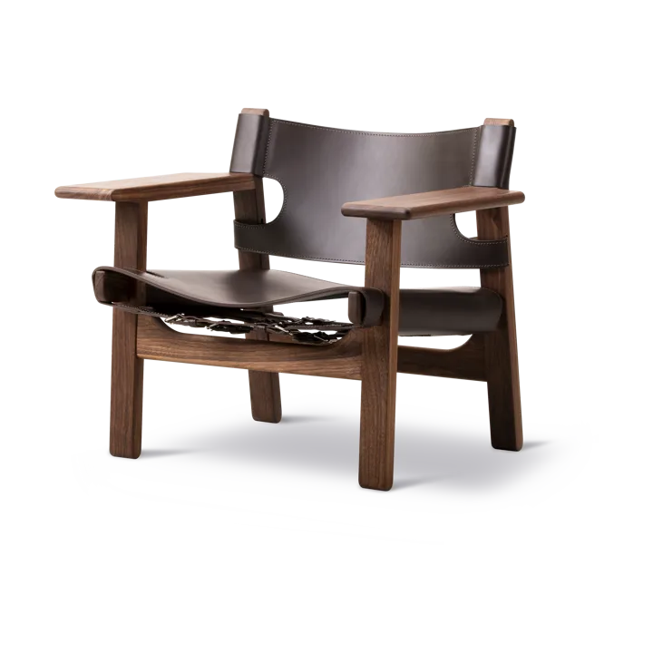 Den spanske stol fåtölj - Läder mörkbrun-oljad valnöt - Fredericia Furniture