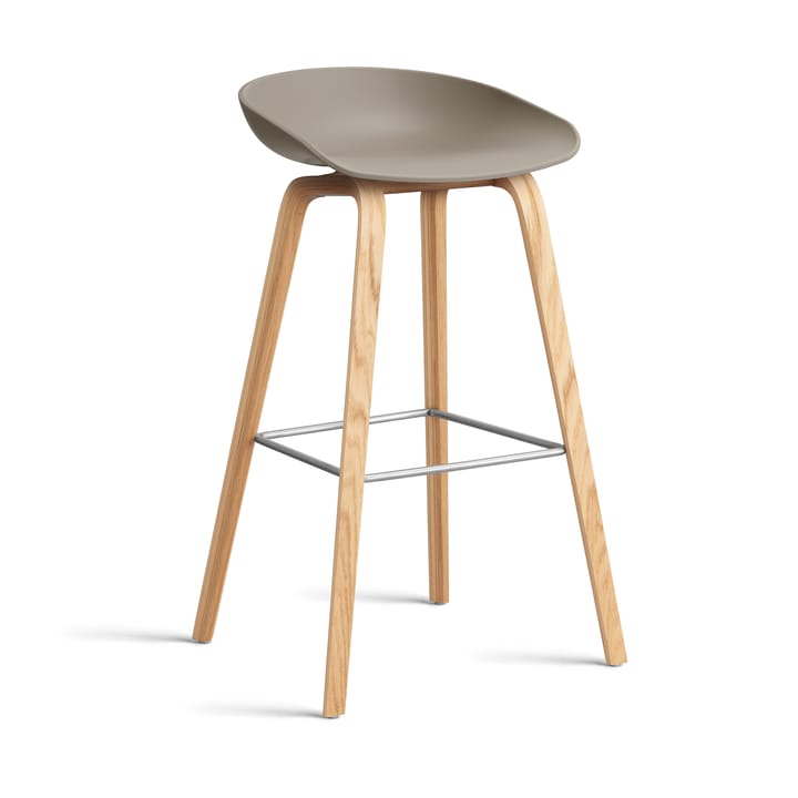 About a Stool 32 High barstol lackerat ekstativ 2.0, Khaki-rostfritt stålstöd HAY