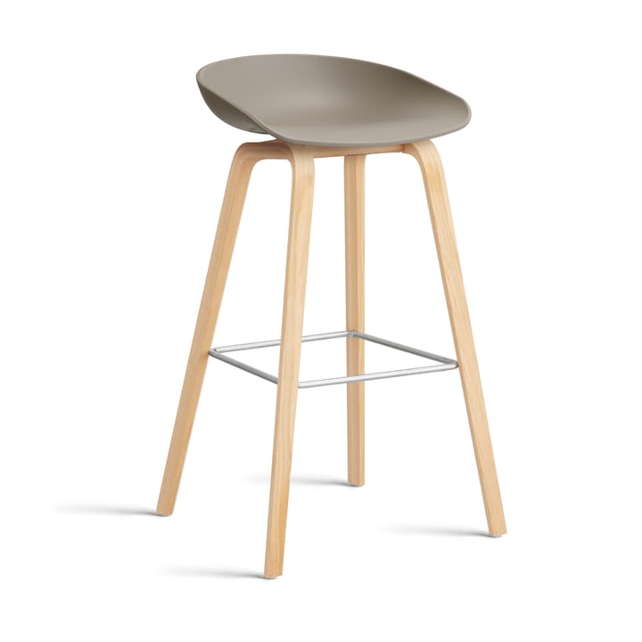 About a Stool 32 High barstol såpat ekstativ 2.0, Khaki-rostfritt stålstöd HAY