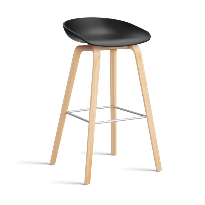 About a Stool 32 High barstol såpat ekstativ 2.0, Svart-rostfritt stålstöd HAY