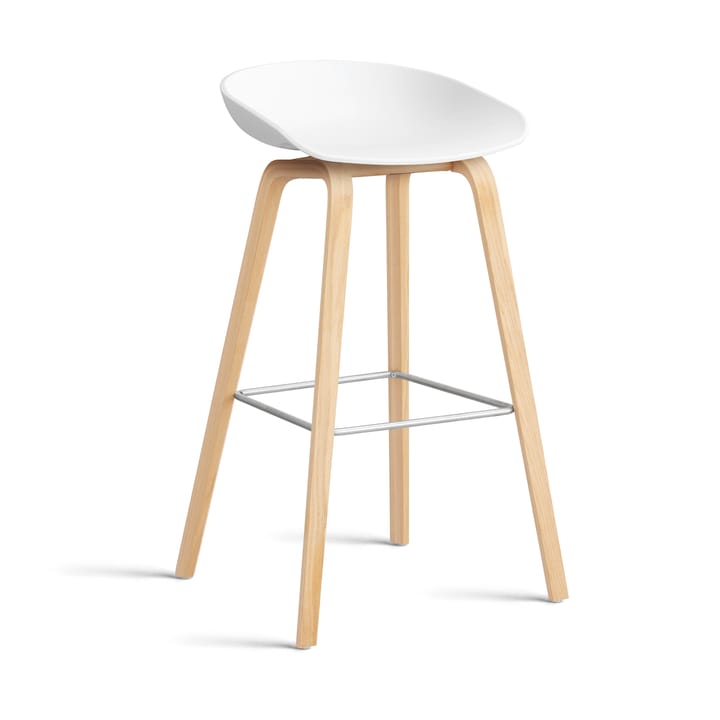 About a Stool 32 High barstol såpat ekstativ 2.0, Vit-rostfritt stålstöd HAY