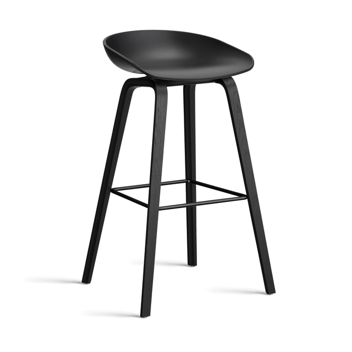 About a Stool 32 High barstol svart ekstativ 2.0, Svart-svart stålstöd HAY