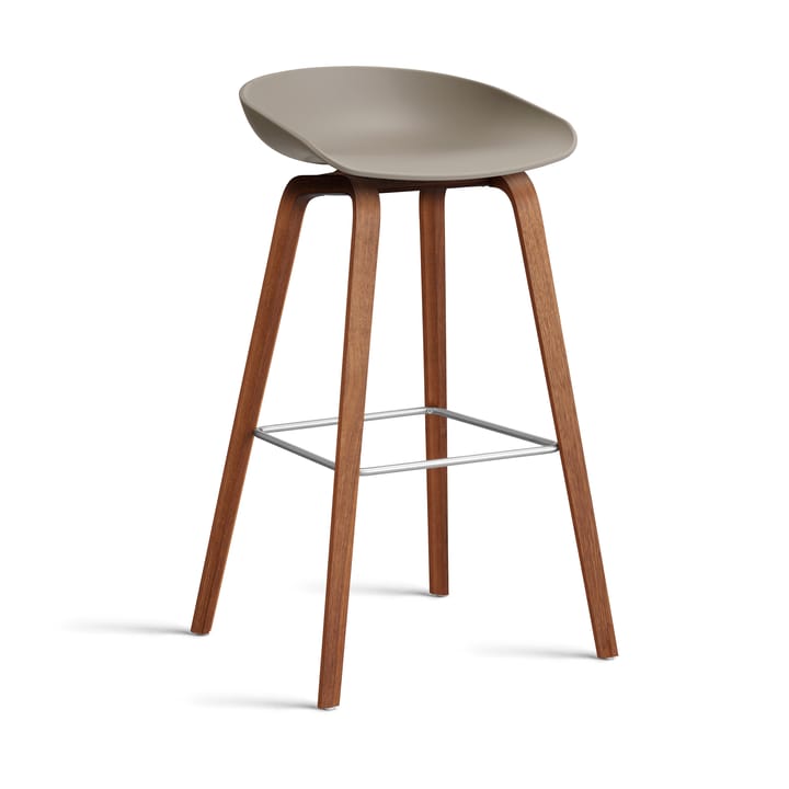 About a Stool 32 High barstol valnötsstativ 2.0, Khaki-rostfritt stålstöd HAY