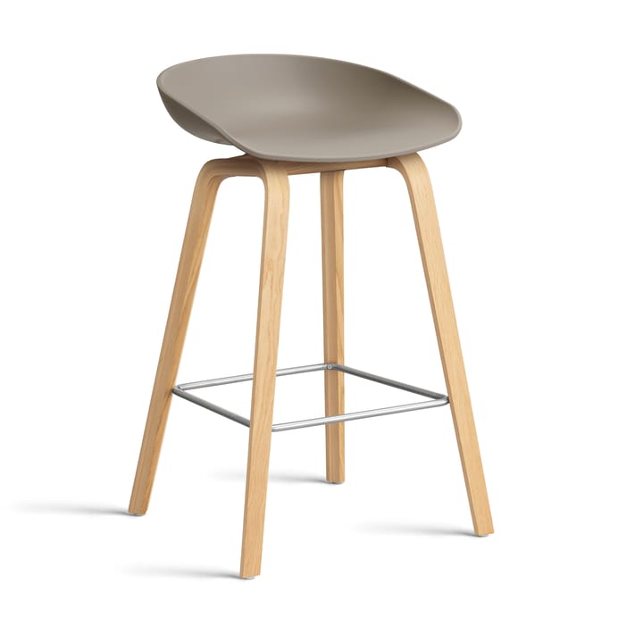 About a Stool 32 Low barstol lackerat ekstativ 2.0, Khaki-rostfritt stålstöd HAY