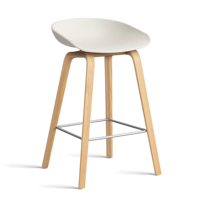 About a Stool 32 Low barstol lackerat ekstativ 2.0, Melange cream-rostfritt stålstöd HAY