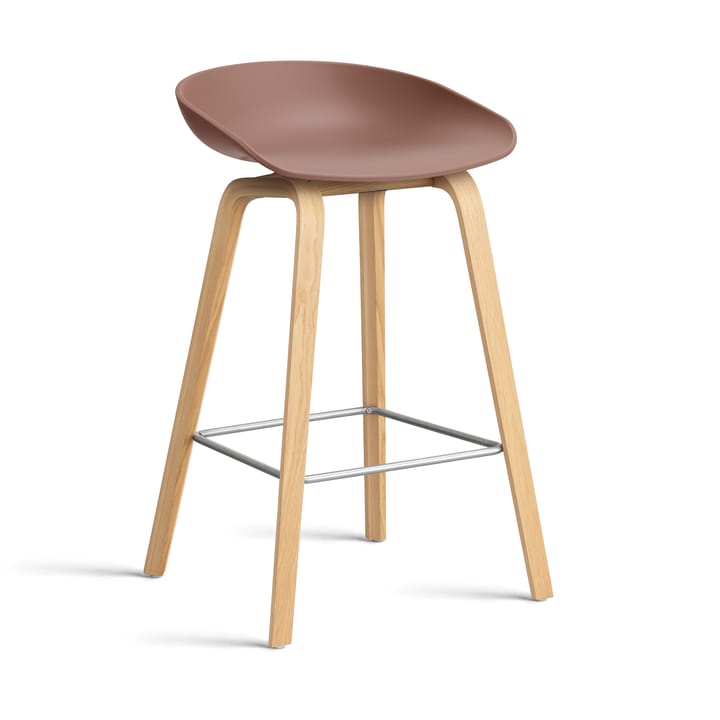 About a Stool 32 Low barstol lackerat ekstativ 2.0, Soft brick-rostfritt stålstöd HAY