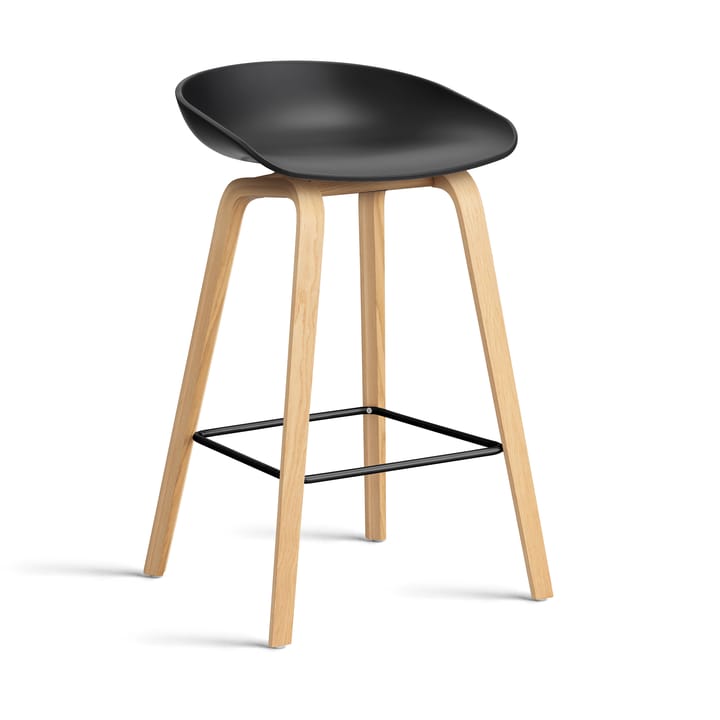 About a Stool 32 Low barstol lackerat ekstativ 2.0, Svart-svart stålstöd HAY