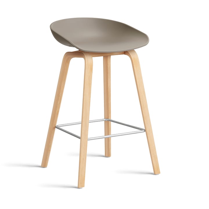 About a Stool 32 Low barstol såpat ekstativ 2.0, Khaki-rostfritt stålstöd HAY