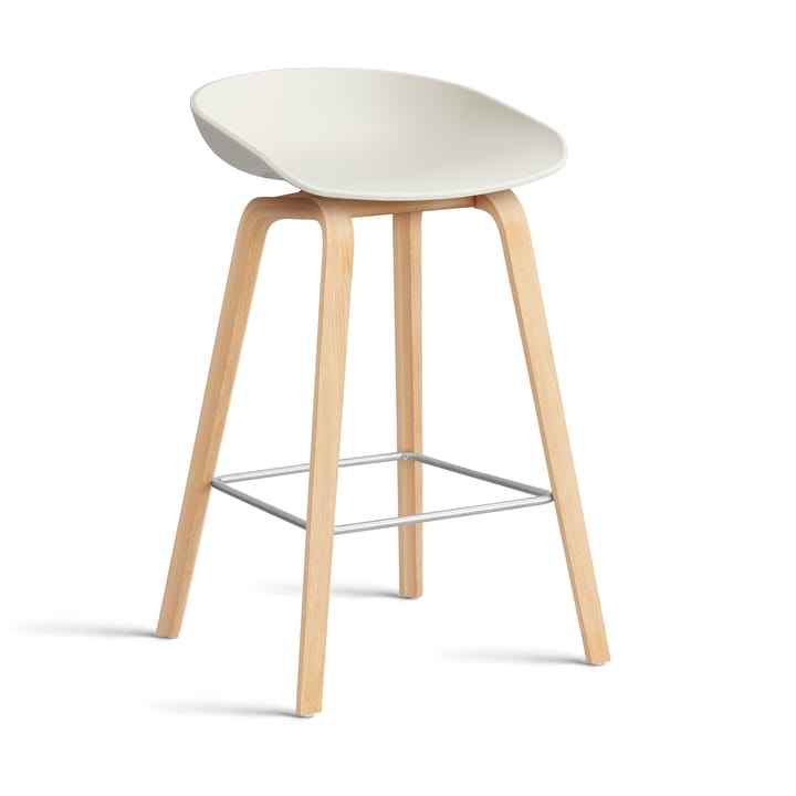 About a Stool 32 Low barstol såpat ekstativ 2.0, Melange cream-rostfritt stålstöd HAY