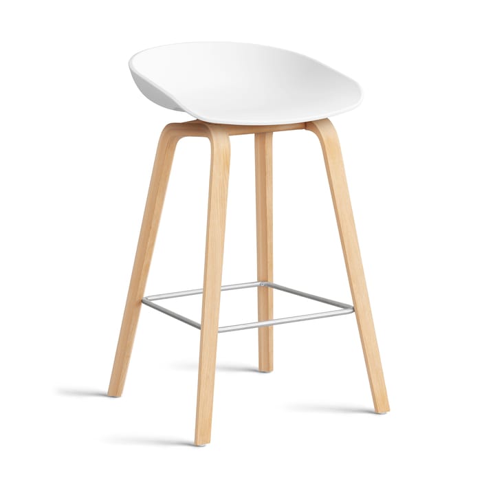 About a Stool 32 Low barstol såpat ekstativ 2.0 - Vit-rostfritt stålstöd - HAY