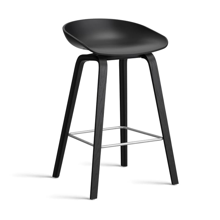 About a Stool 32 Low barstol svart ekstativ 2.0 - Svart-rostfritt stålstöd - HAY