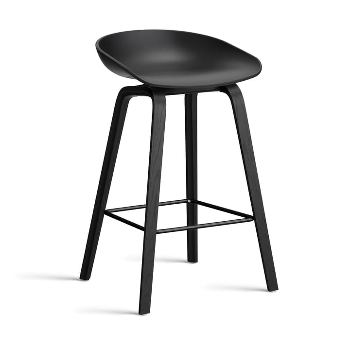 About a Stool 32 Low barstol svart ekstativ 2.0, Svart-svart stålstöd HAY