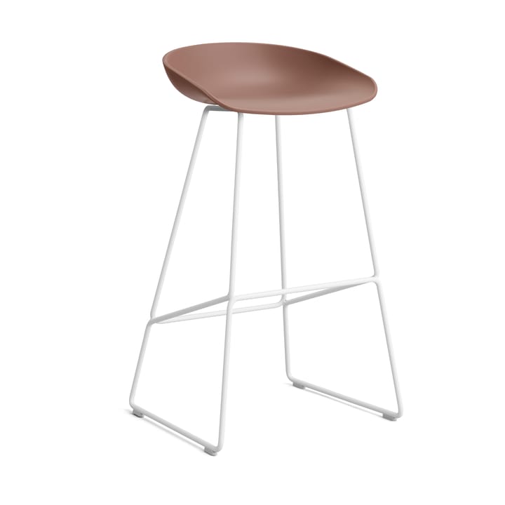 About a Stool 38 High barstol 2.0, Soft brick-vitt stålstativ HAY