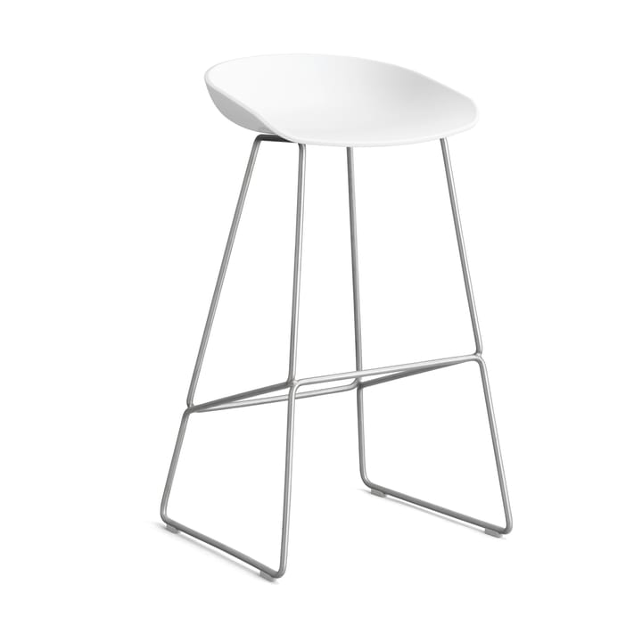 About a Stool 38 High barstol 2.0, Vit-rostfritt stålstativ HAY