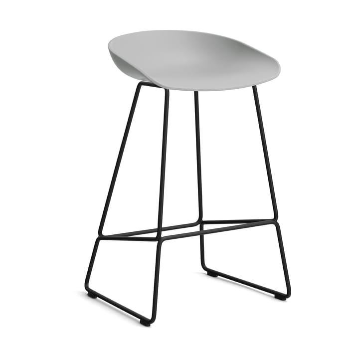 About a Stool 38 Low barstol 2.0, Concrete grey-svart stålstativ HAY