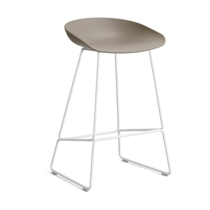 About a Stool 38 Low barstol 2.0, Khaki-vitt stålstativ HAY