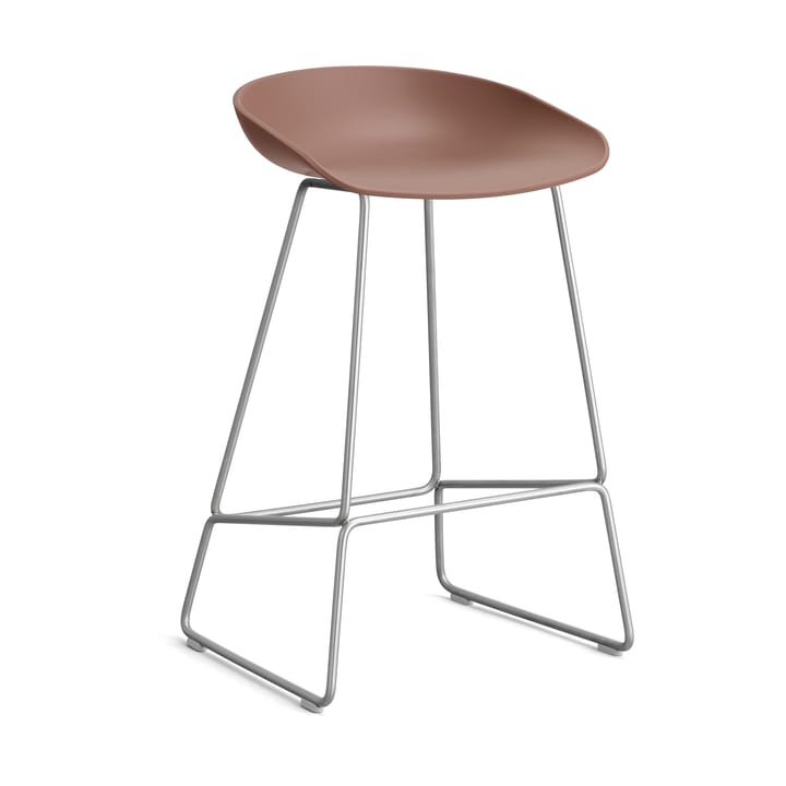 About a Stool 38 Low barstol 2.0, Soft brick-rostfritt stålstativ HAY