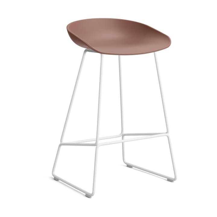 About a Stool 38 Low barstol 2.0, Soft brick-vitt stålstativ HAY