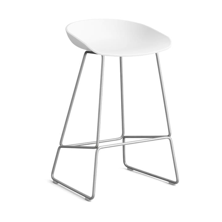 About a Stool 38 Low barstol 2.0, Vit-rostfritt stålstativ HAY