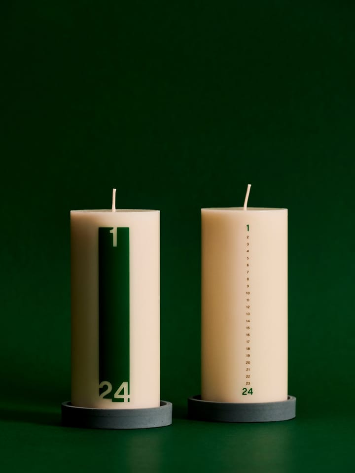 Calendar ljus och ljuslykta 6,8 cm - Bold Off white-green - HAY