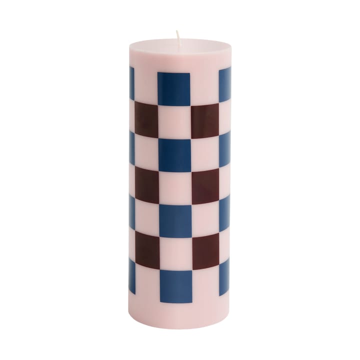 Column Candle blockljus large 25 cm - Pink-bordeaux-dark blue check - HAY