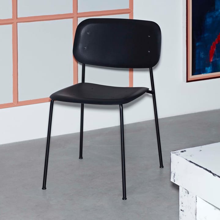 Soft Edge 45 stol, black, svart stålstativ HAY