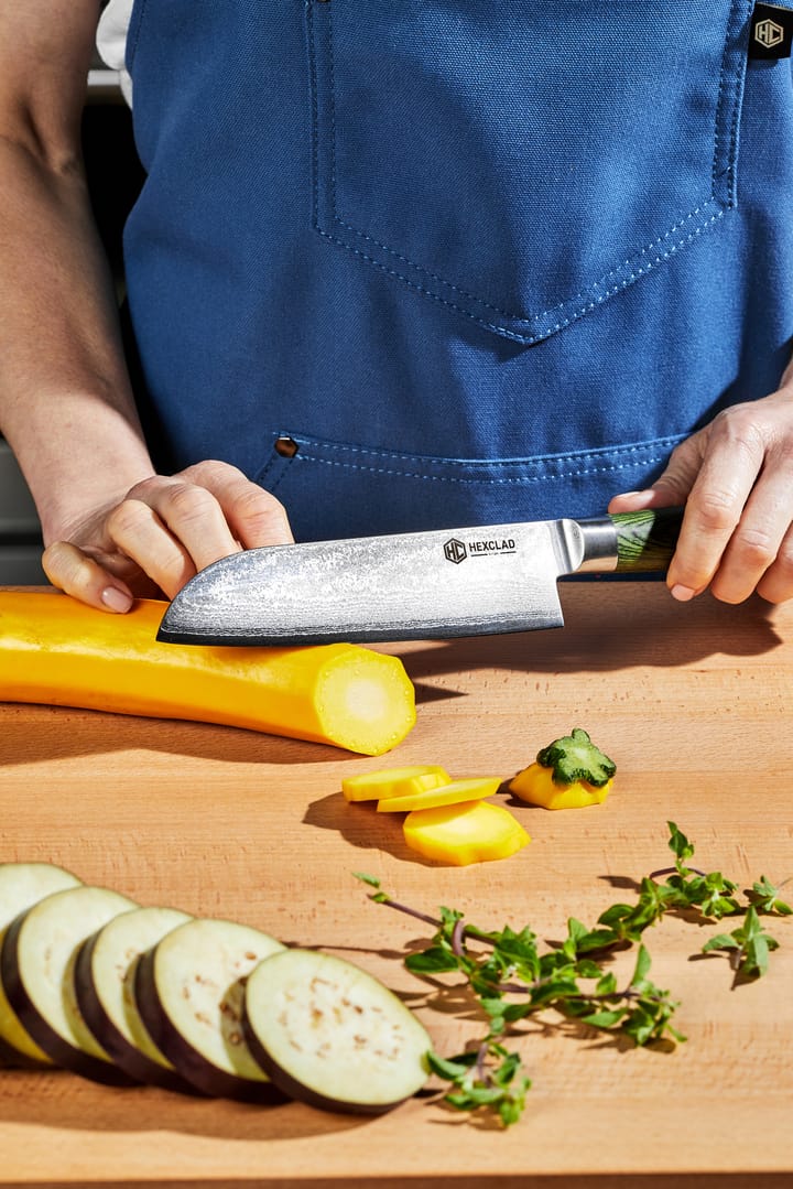 Hexclad Santoku 67-lager Damaskus 18 cm, Grön Hexclad