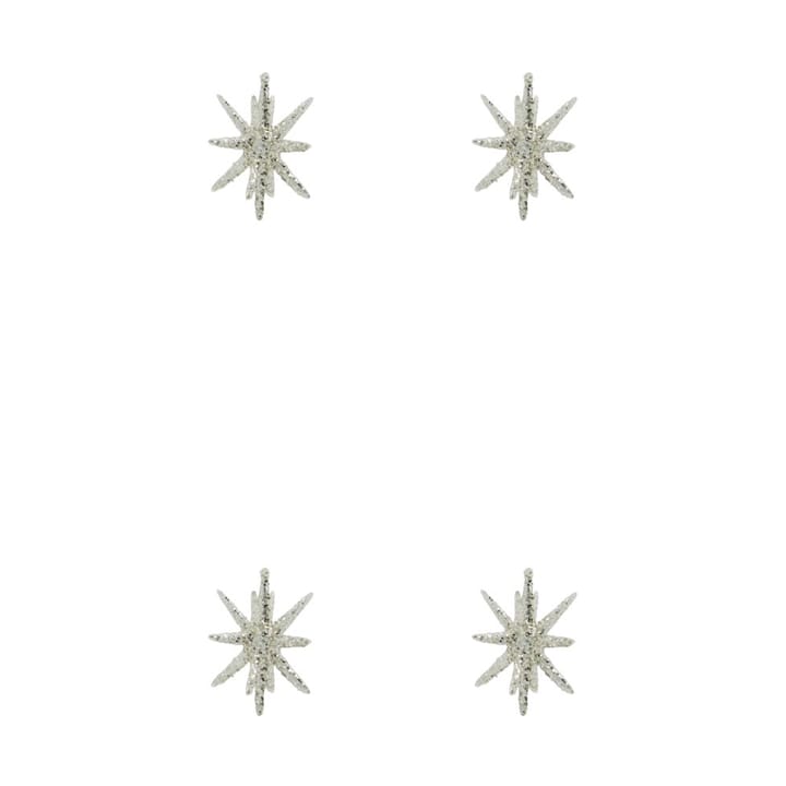 Spike julgransstjärna Ø7,5 cm 4-pack - Silvermässing-glitter - House Doctor