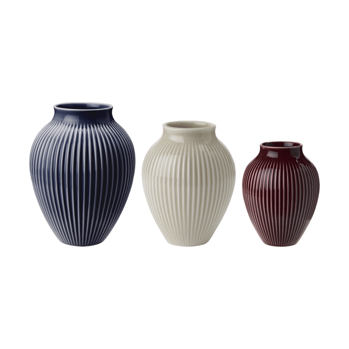 Knabstrup vas räfflad 3-pack - Berry-sand-dark blue - Knabstrup Keramik