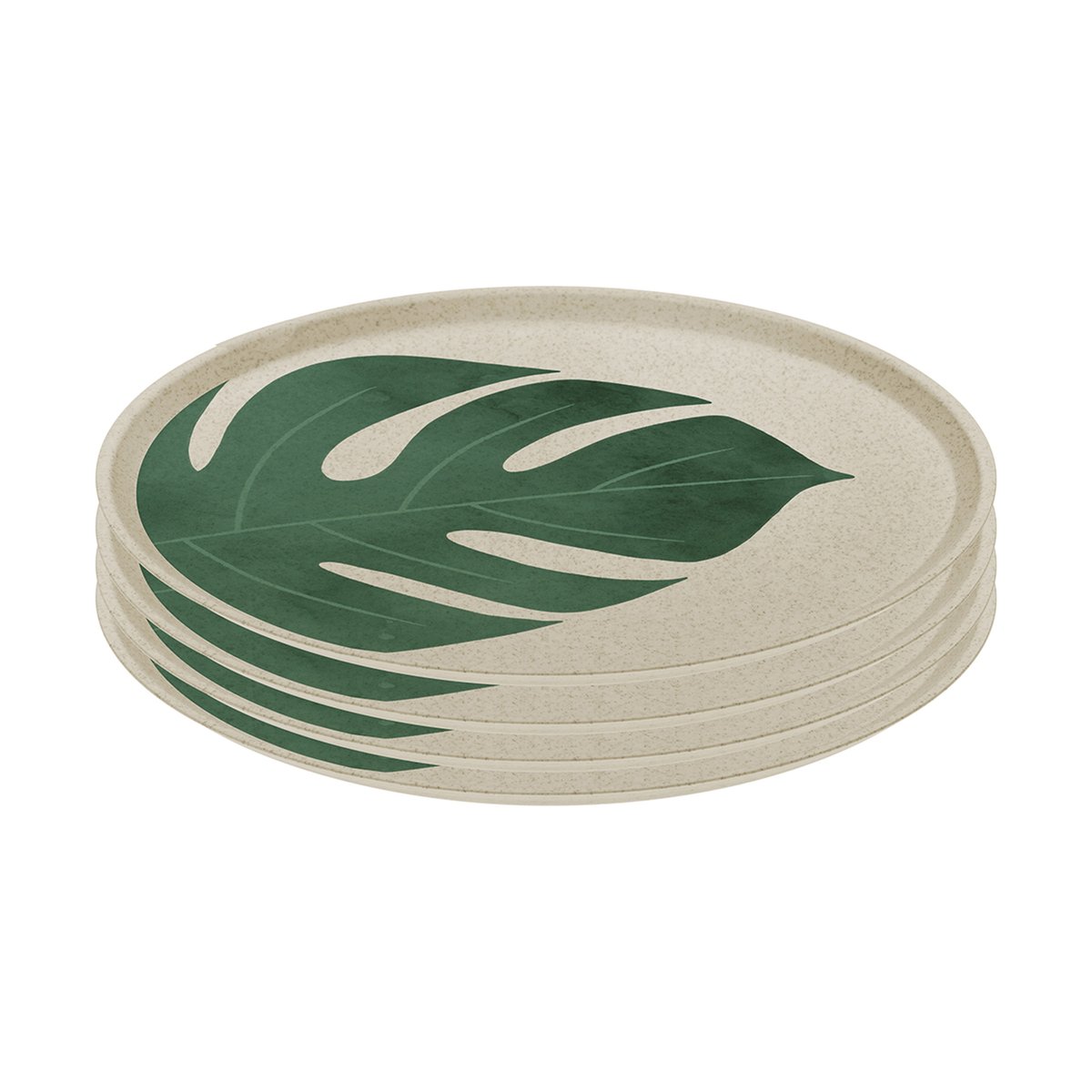 Koziol Connect tallrik 25,5 cm 4-pack Monstera leaf