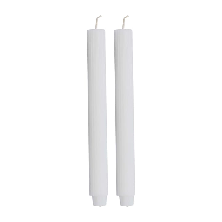 Ribbat ljus 25 cm 2-pack - white - Lene Bjerre