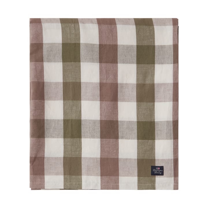 Checked Cotton Linen bordsduk 180x180 cm - Olive - Lexington