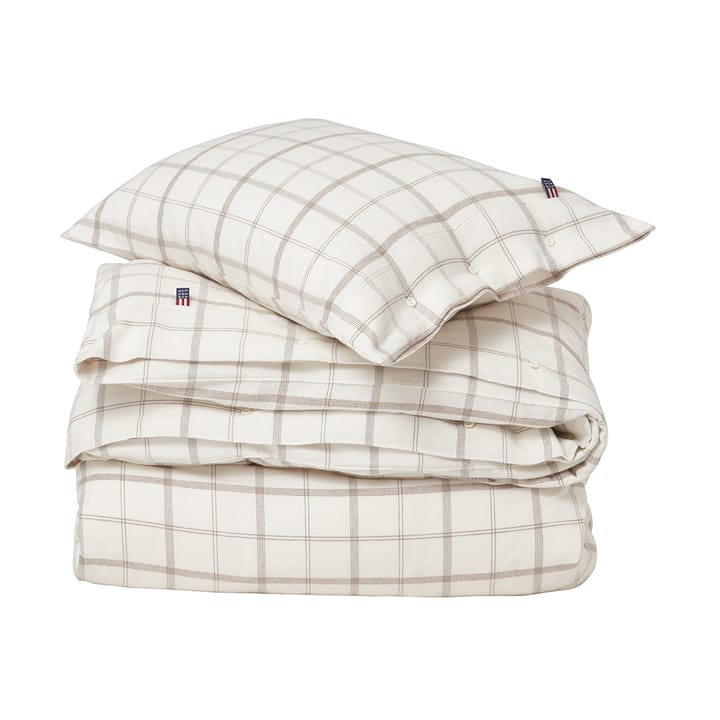 Checked Flannel bäddset 150x210 cm - White-brown - Lexington