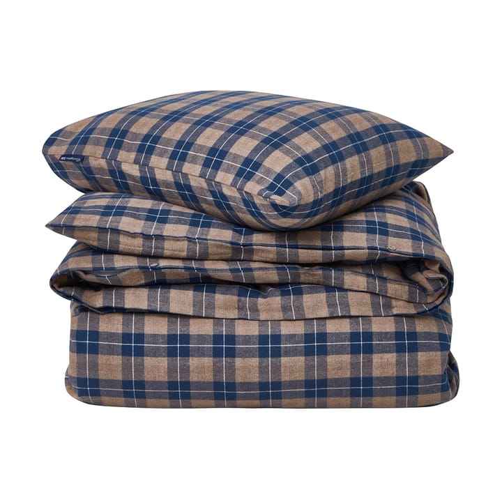 Checked Flannel bäddset 220x220 cm, Denim blue-beige Lexington