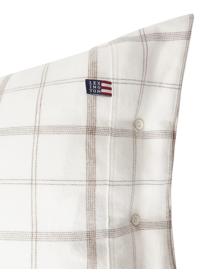 Checked Flannel örngott 50x60 cm - White-brown - Lexington