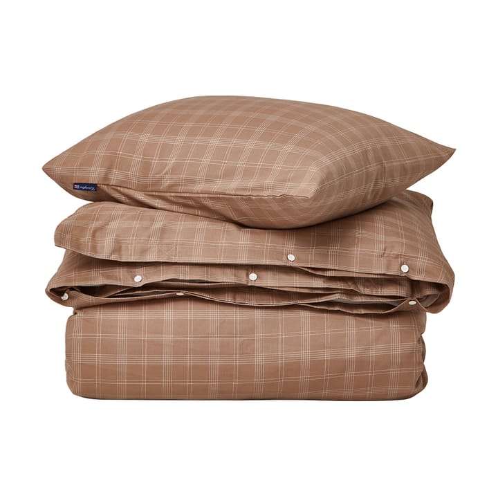 Checked Pin Point Oxford bäddset 150x210 cm - Brown - Lexington