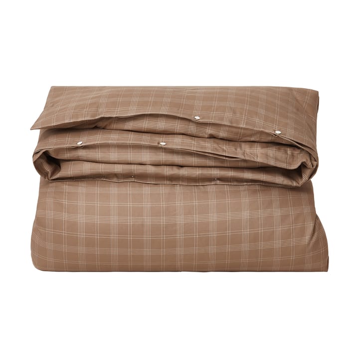 Checked Pin Point Oxford bäddset 220x220 cm, Brown Lexington