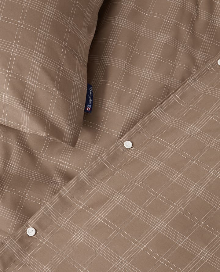 Checked Pin Point Oxford bäddset 220x220 cm, Brown Lexington