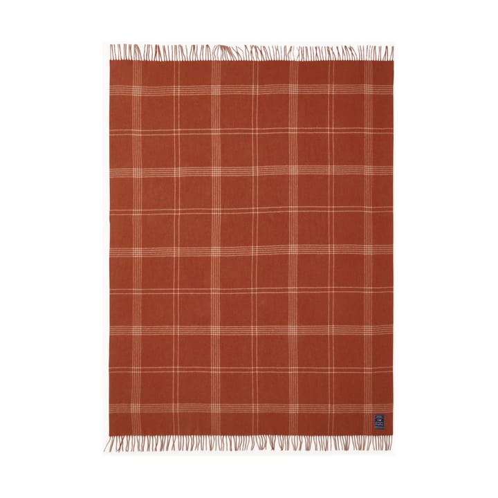 Checked Recycled Wool pläd 130x170 cm - Rust-white - Lexington