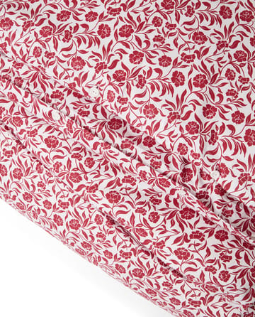 Flower printed cotton sateen bäddset - Vit-röd - Lexington