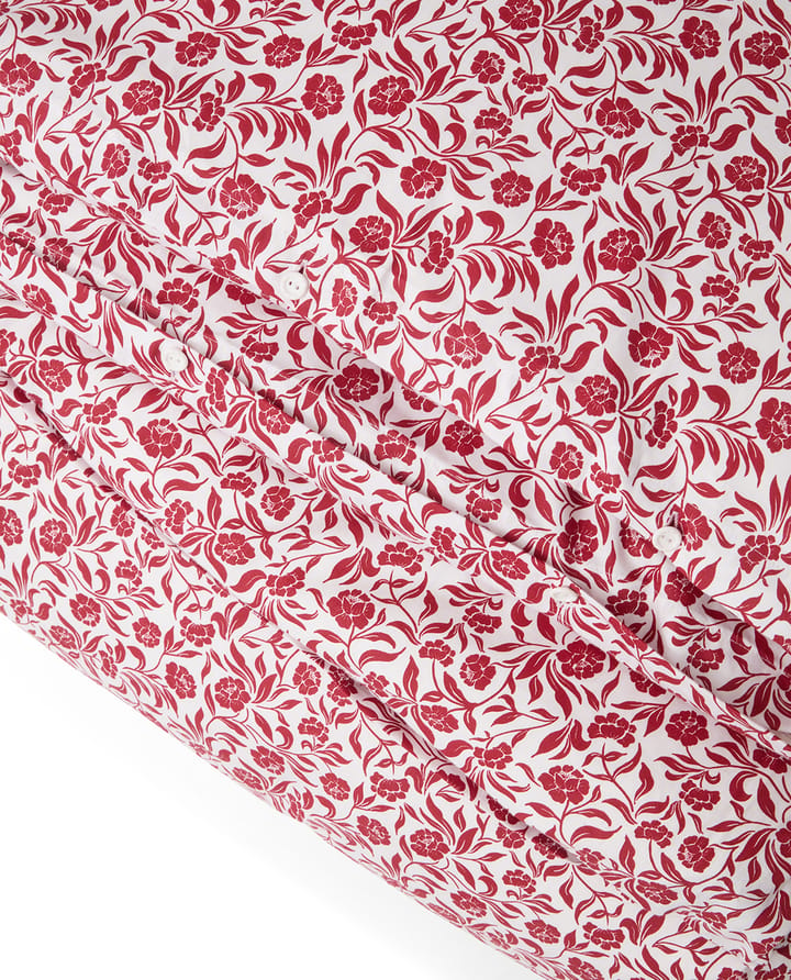 Flower printed cotton sateen bäddset, Vit-röd Lexington