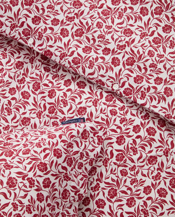 Flower printed cotton sateen bäddset - Vit-röd - Lexington