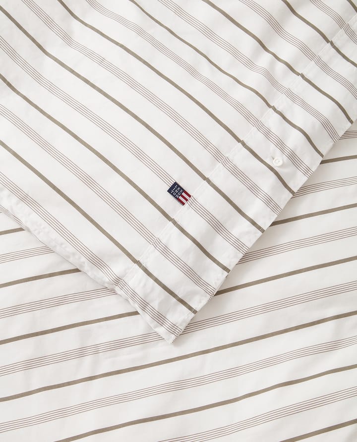 Striped Cotton Poplin bäddset 150x210 cm, White Lexington