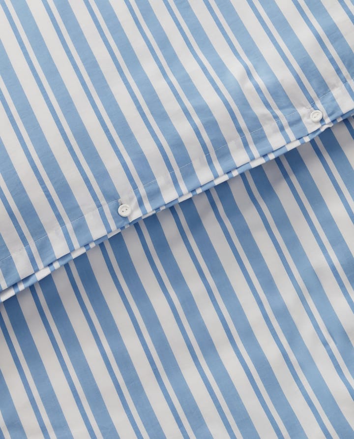 Striped Cotton Poplin bäddset, White-Blue, 2 örngott Lexington